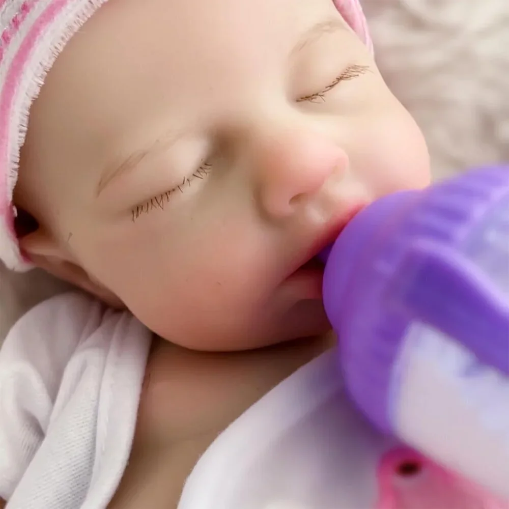 🆕33cm Reborn Baby Girl Sleeping closed mouth  Full Body Silicone Reborn Dolls